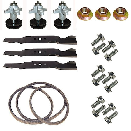 Aic Replacement Parts Deck Rebuild Kit STD Blades-Spindles-Pulleys-Belt-Hdwr Fits Cub Cadet 54 RZT54 AY-LAB40-0009